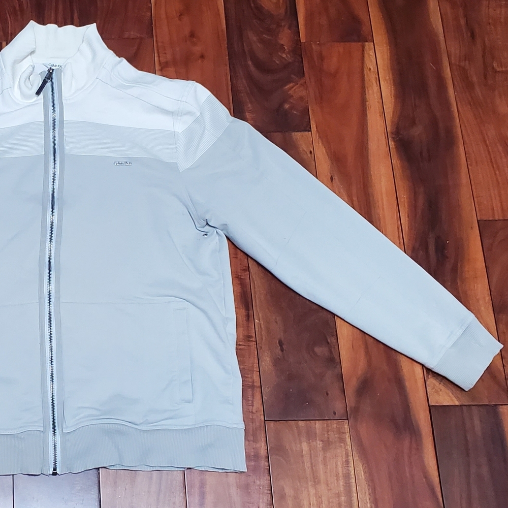 VINTAGE CALVIN KLEIN ZIPPERED JERSEY SWEATSHIRT L
